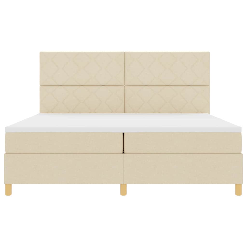 Boxspring bed met hoofdeinde Crème 200 x 200 cm Stof