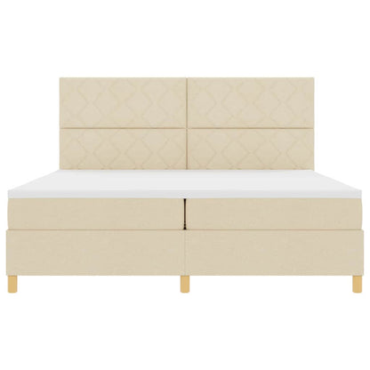 Boxspring bed met hoofdeinde Crème 200 x 200 cm Stof