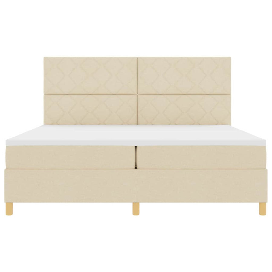 Boxspring bed met hoofdeinde Crème 200 x 200 cm Stof