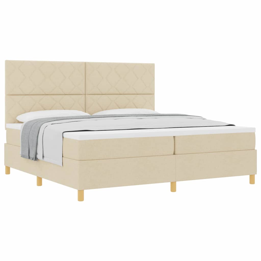 Boxspring bed met hoofdeinde Crème 200 x 200 cm Stof