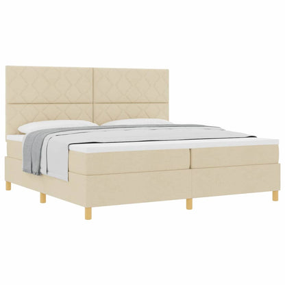 Boxspring bed met hoofdeinde Crème 200 x 200 cm Stof