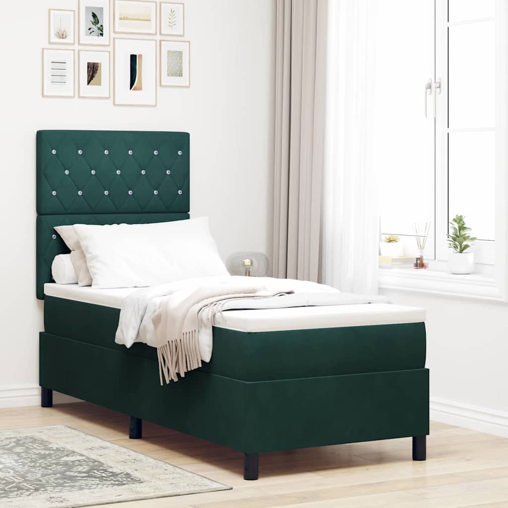 Boxspringbed met matras Donkergroen 80 x 200 cm Fluweel