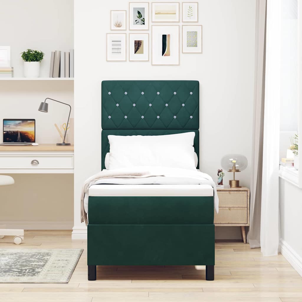 Boxspringbed met matras Donkergroen 80 x 200 cm Fluweel