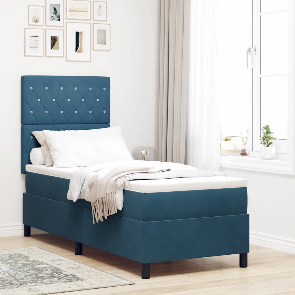 Boxspringbed met matras Donkerblauw 80 x 200 cm Fluweel