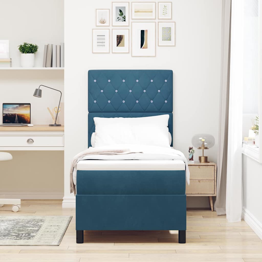 Boxspringbed met matras Donkerblauw 80 x 200 cm Fluweel