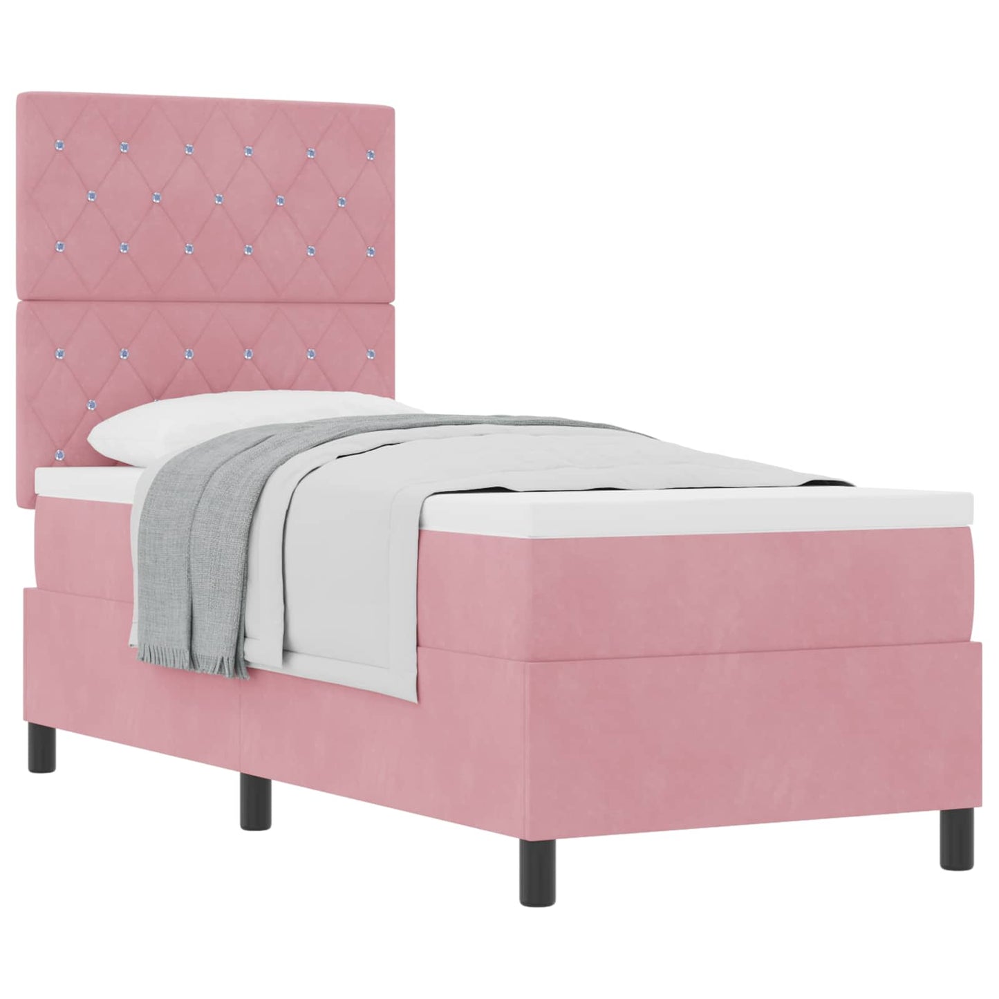 Boxspringbed met matras met hoofdeinde Roze 80 x 200 cm Fluweel