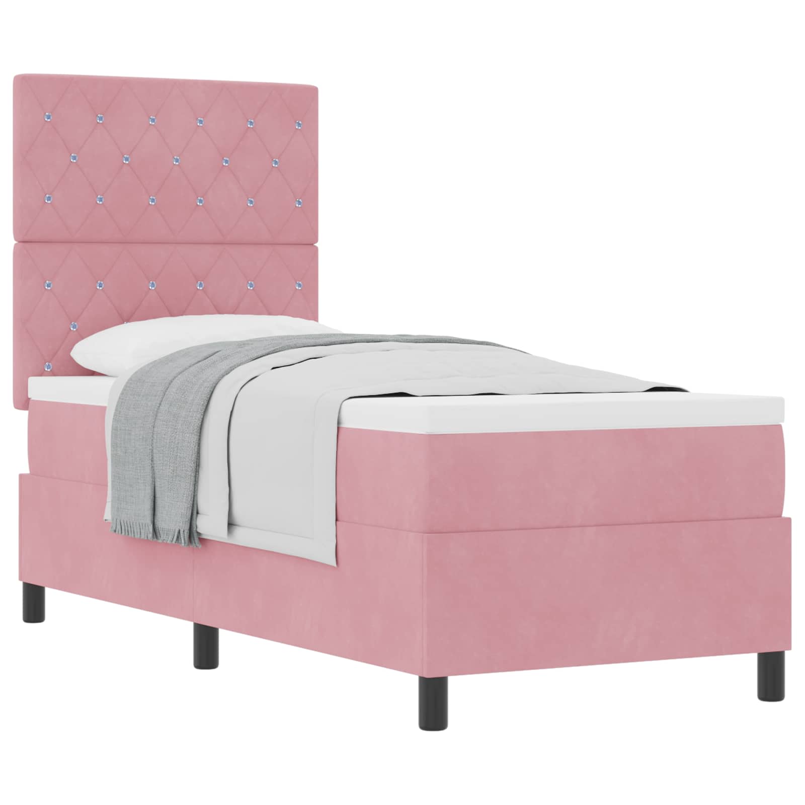 Boxspringbed met matras met hoofdeinde Roze 80 x 200 cm Fluweel