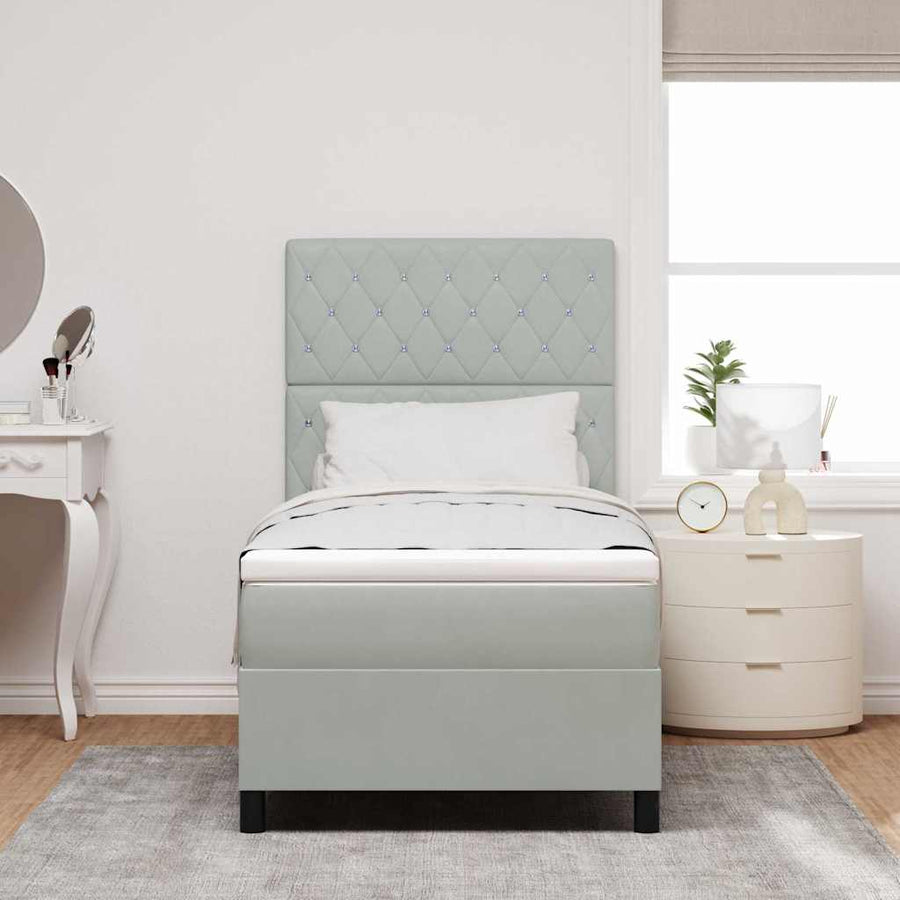 Boxspringbed met matras Lichtgrijs 90 x 190 cm Fluweel