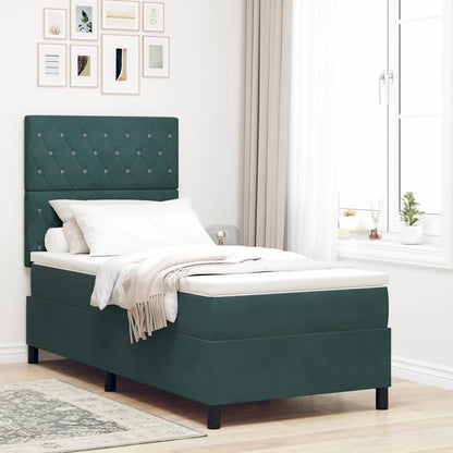 Boxspringbed met matras Donkergroen 90 x 190 cm Fluweel