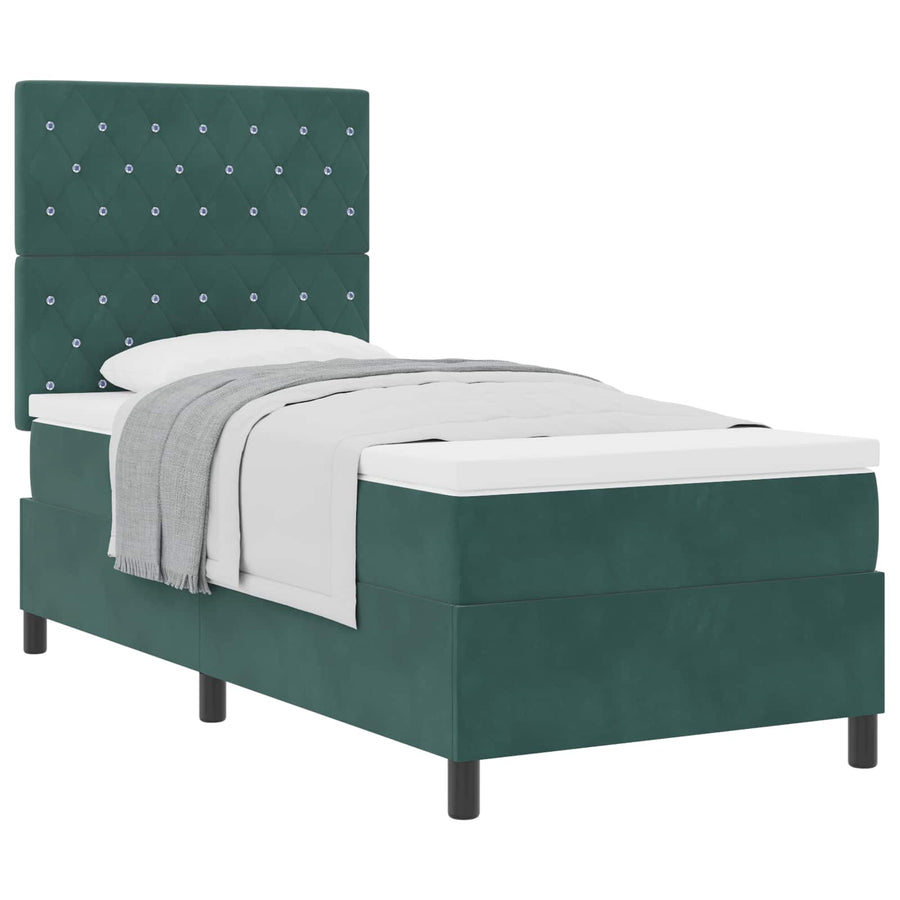Boxspringbed met matras Donkergroen 90 x 190 cm Fluweel