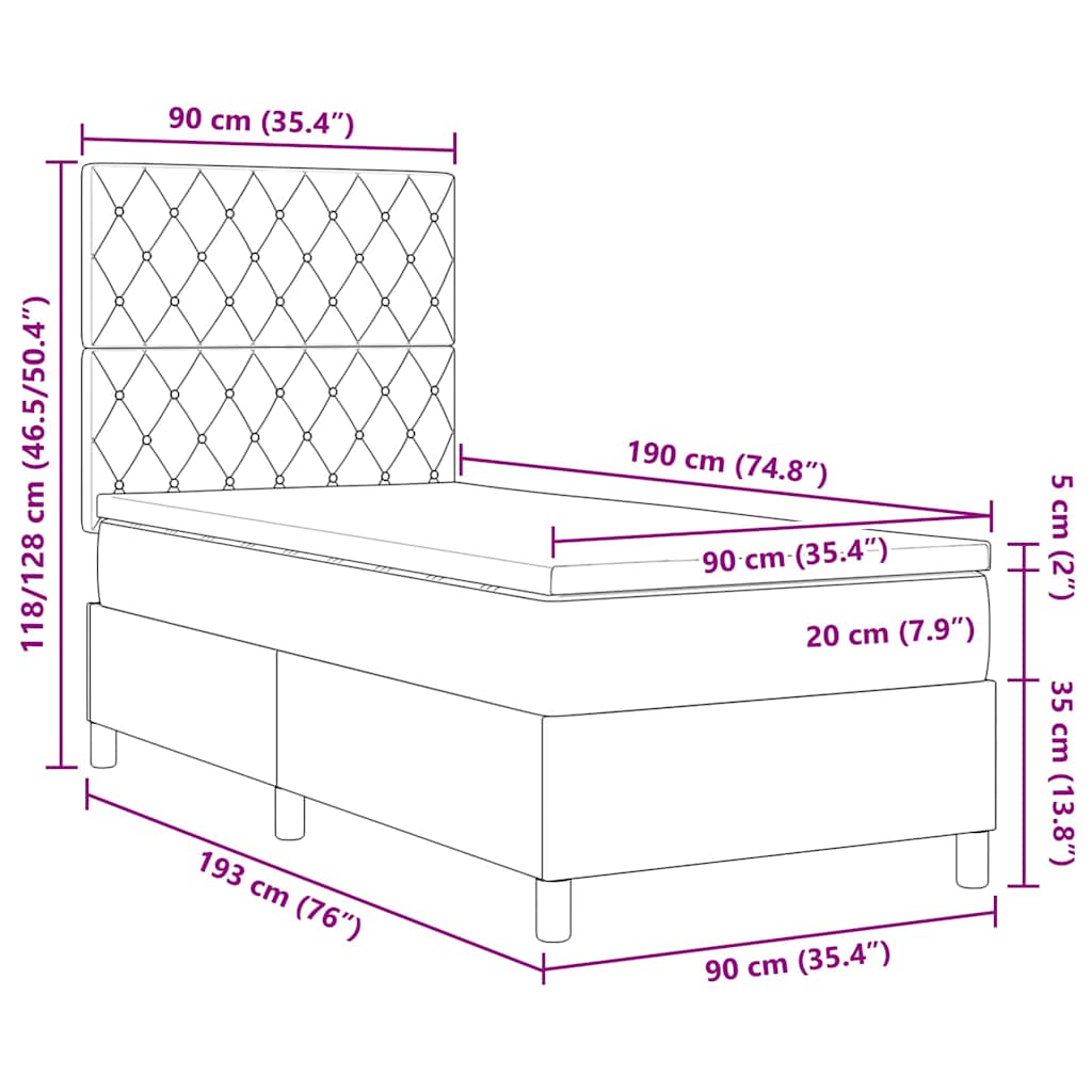 Boxspringbed met matras Donkergroen 90 x 190 cm Fluweel