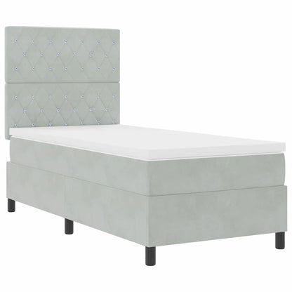 Boxspringbed met matras Lichtgrijs 90 x 200 cm Fluweel