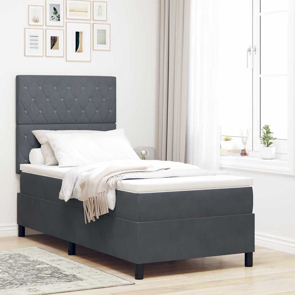 Boxspringbed met matras Donkergrijs 90 x 200 cm Stof