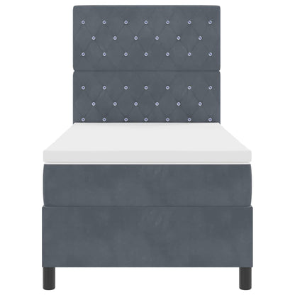 Boxspringbed met matras Donkergrijs 90 x 200 cm Stof
