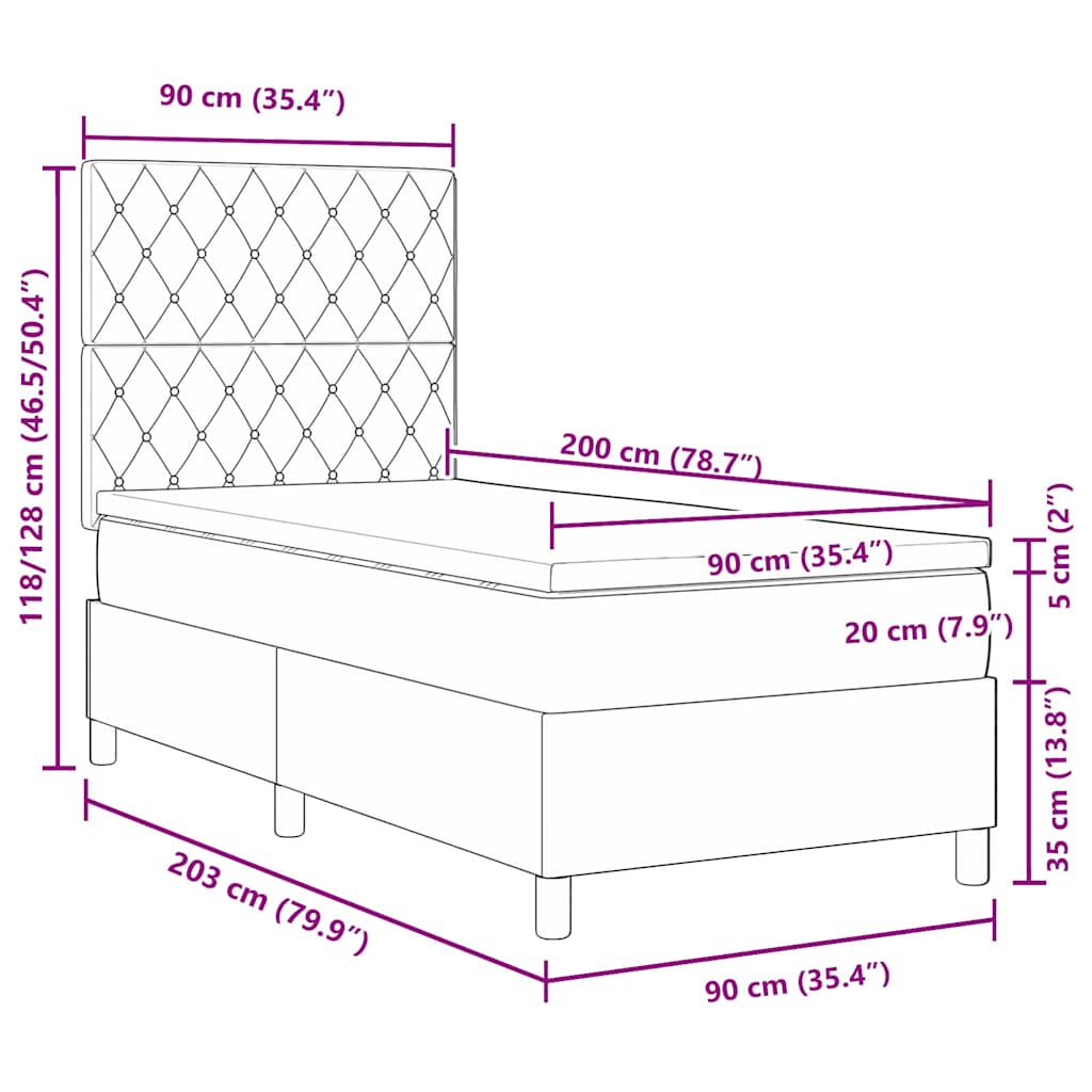 Boxspringbed met matras Donkergroen 90 x 200 cm Fluweel