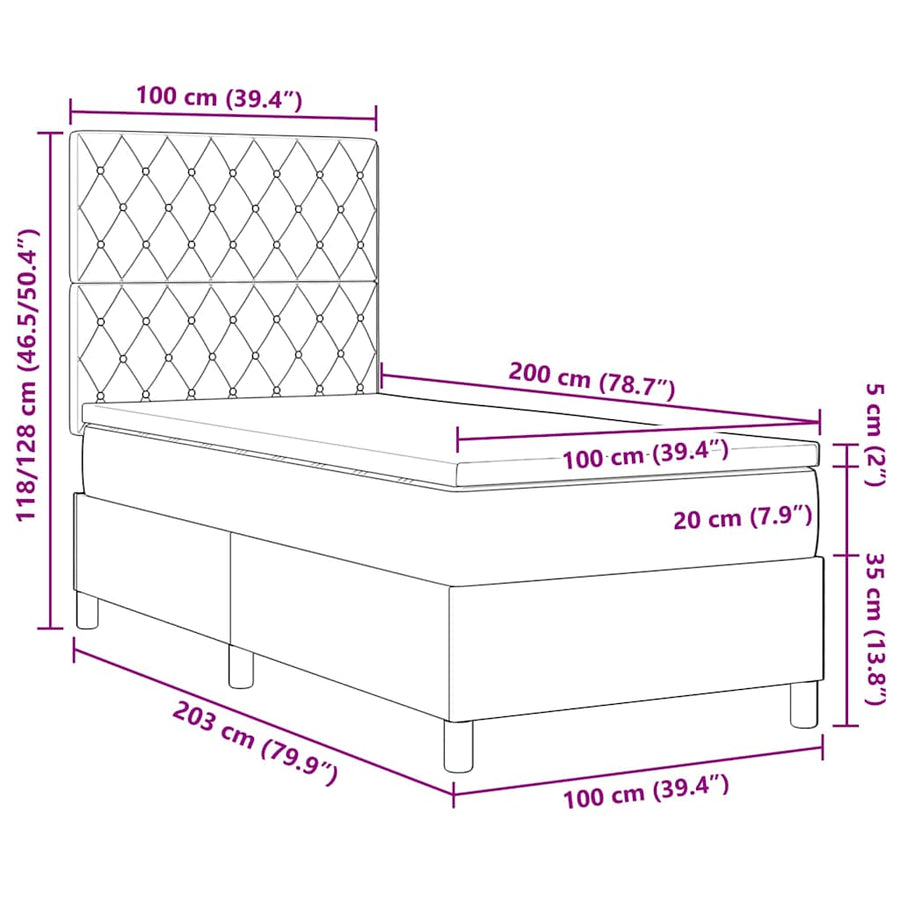Boxspringbed met matras Zwart 100 x 200 cm Fluweel