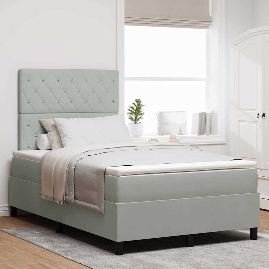 Boxspringbed met matras Lichtgrijs 120 x 190 cm Stof