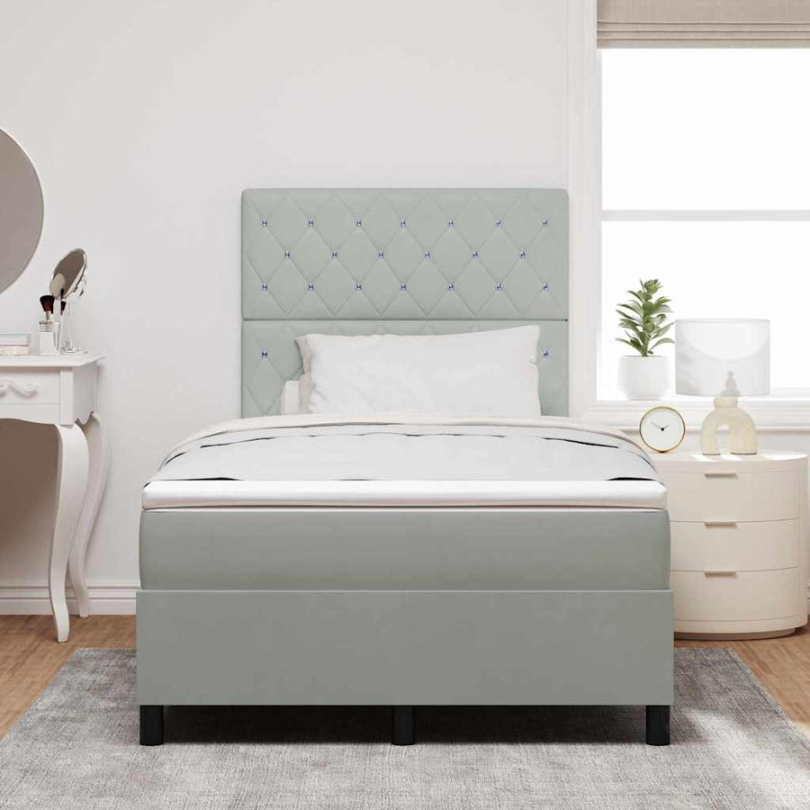 Boxspringbed met matras Lichtgrijs 120 x 190 cm Stof