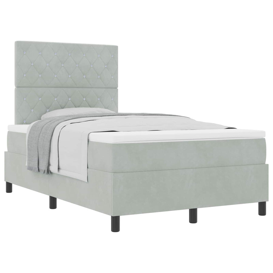 Boxspringbed met matras Lichtgrijs 120 x 190 cm Stof