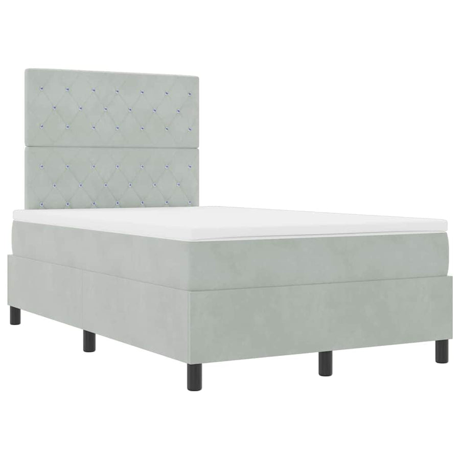 Boxspringbed met matras Lichtgrijs 120 x 190 cm Stof
