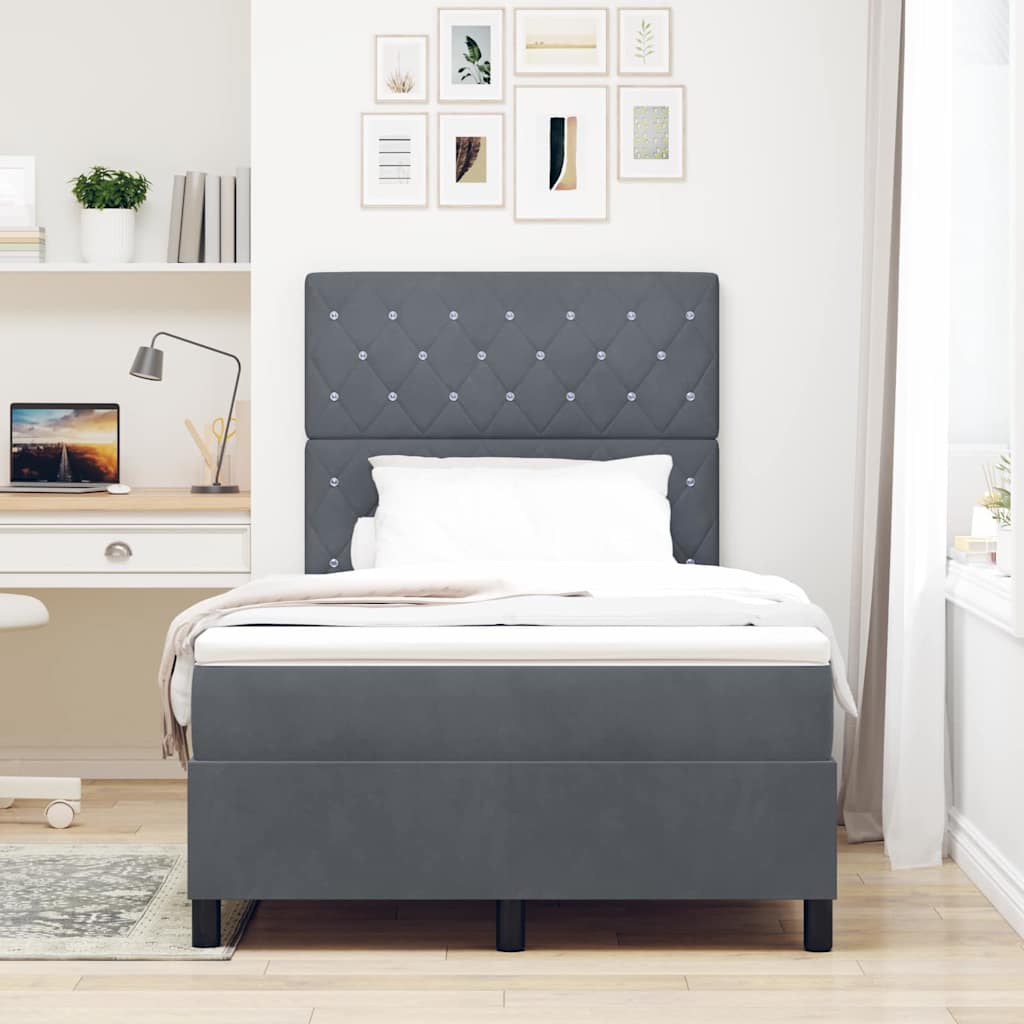 Boxspringbed met matras Donkergrijs 120 x 190 cm Stof