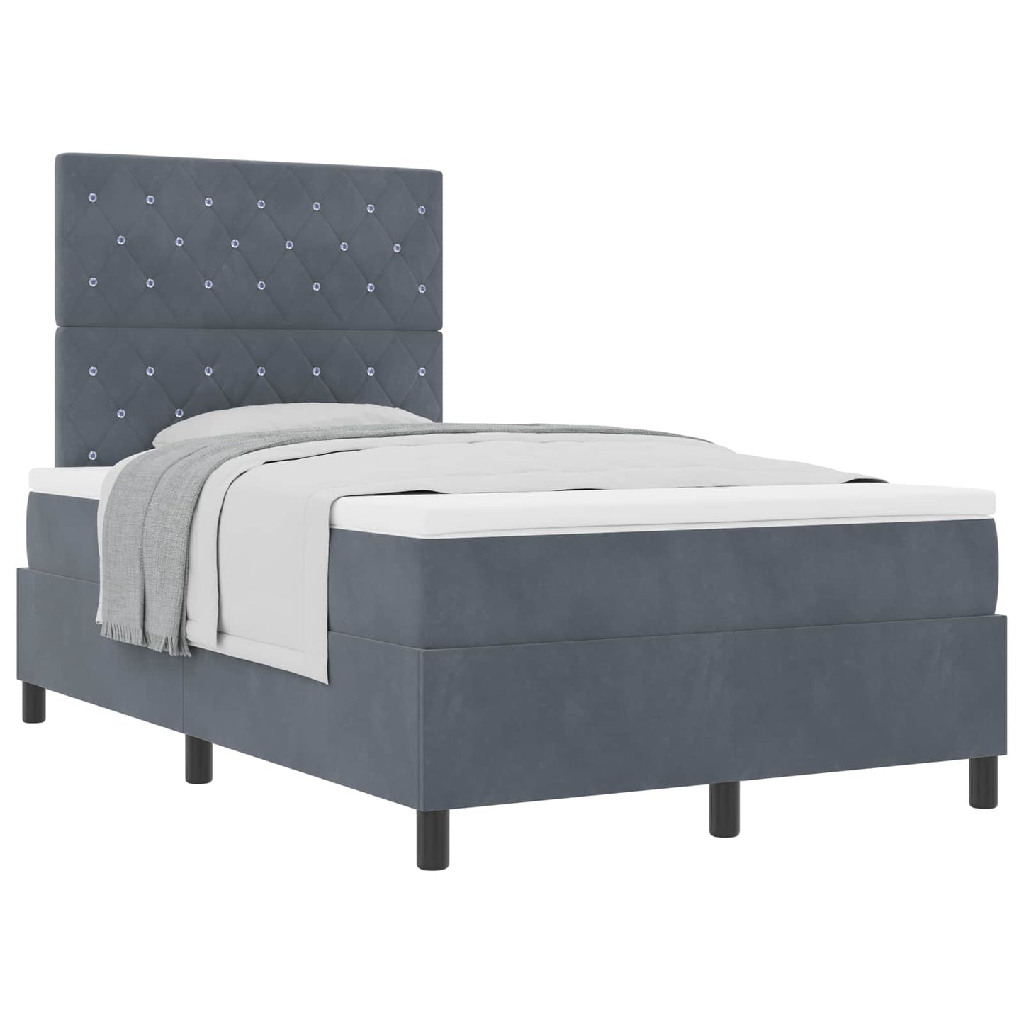 Boxspringbed met matras Donkergrijs 120 x 190 cm Stof