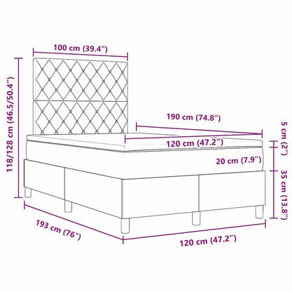 Boxspringbed met matras Donkergrijs 120 x 190 cm Stof