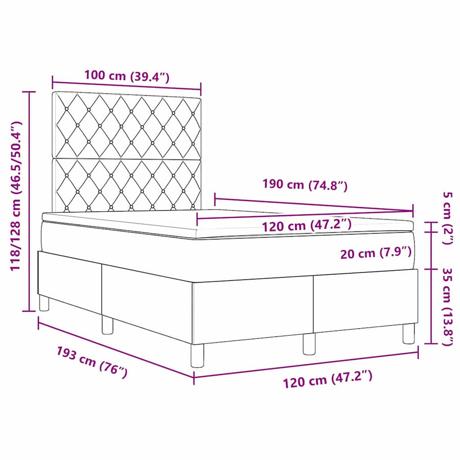 Boxspringbed met matras Zwart 120 x 190 cm Fluweel