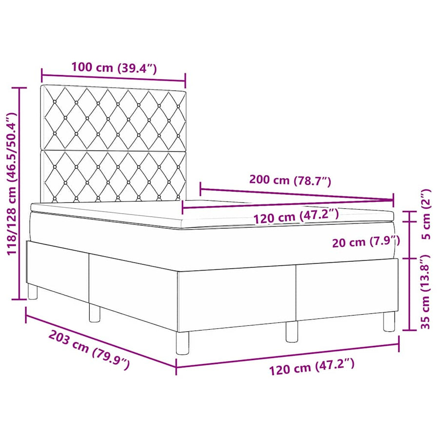 Boxspringbed met matras Zwart 120 x 200 cm Fluweel