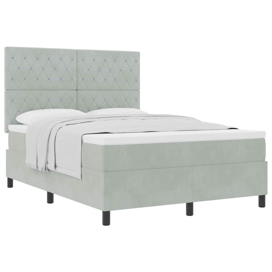 Boxspringbed met matras Lichtgrijs 140 x 190 cm Stof