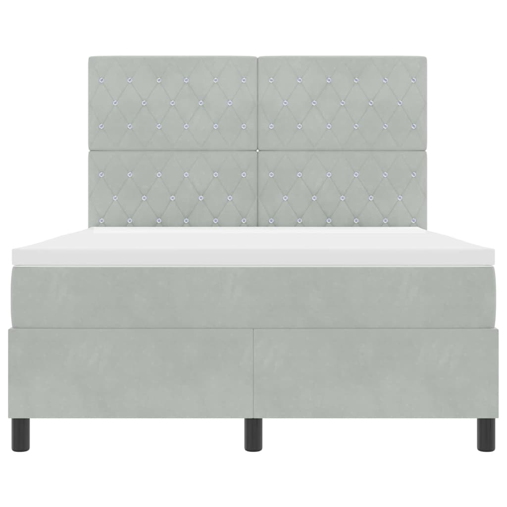 Boxspringbed met matras Lichtgrijs 140 x 190 cm Stof