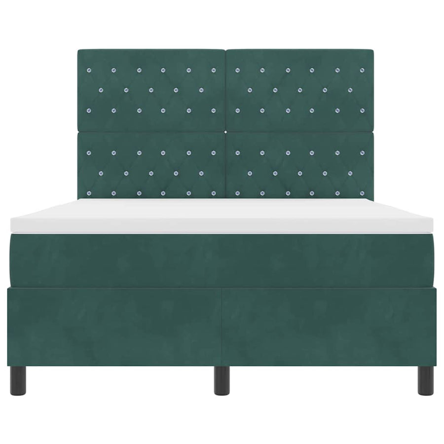 Boxspringbed met matras Donkergroen 140 x 190 cm Stof