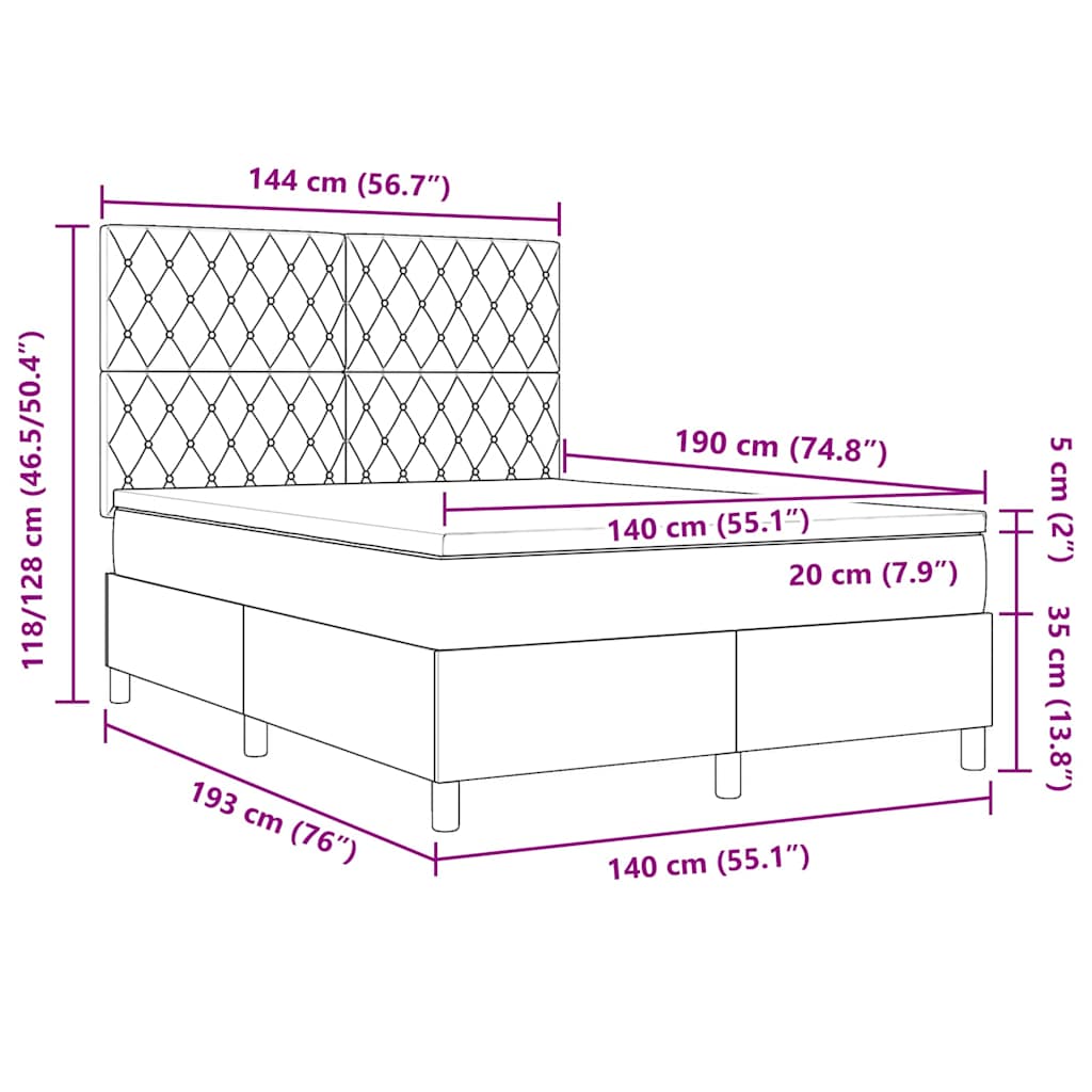 Boxspringbed met matras Roze 140 x 190 cm Fluweel