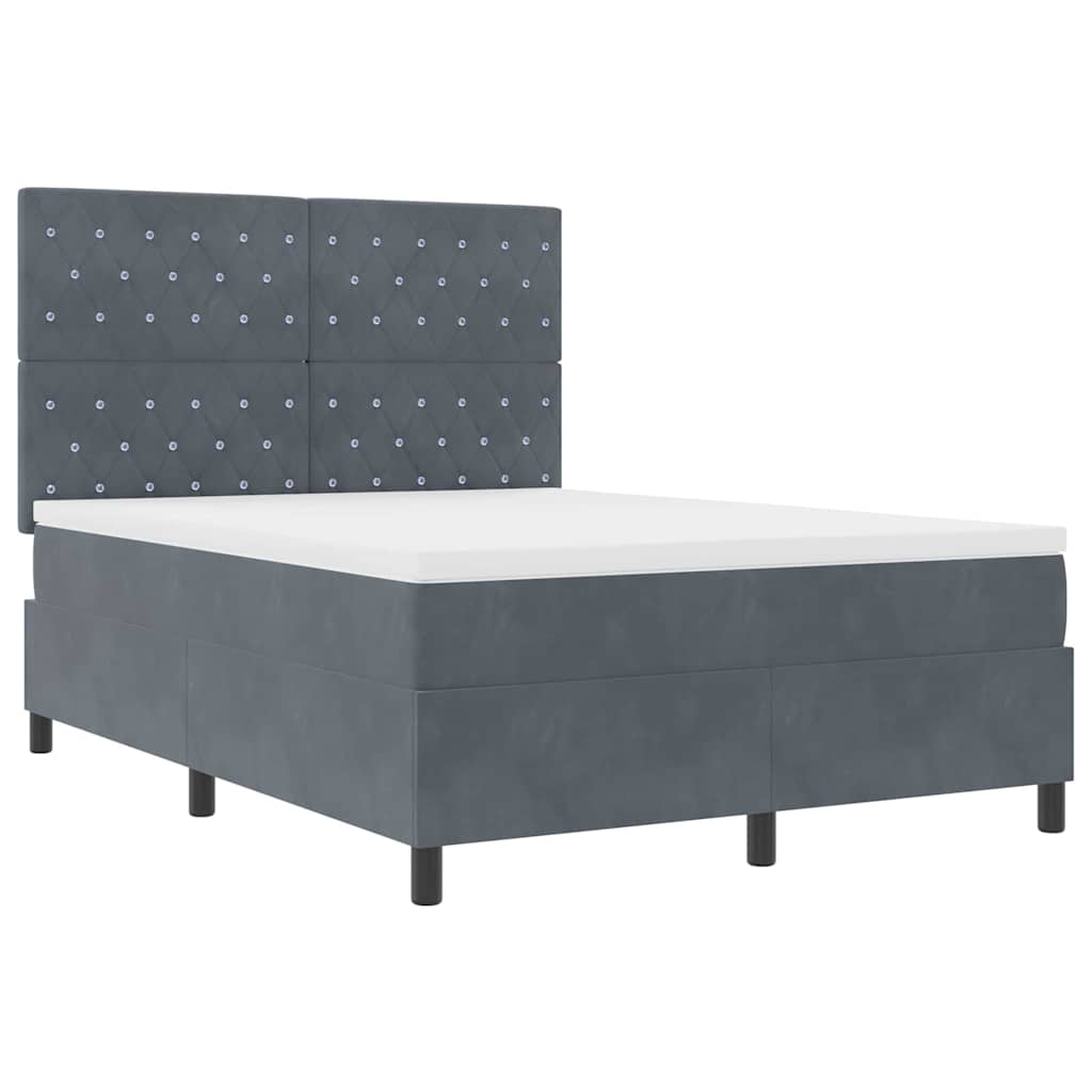 Boxspringbed met matras Donkergrijs 140 x 200 cm Fluweel