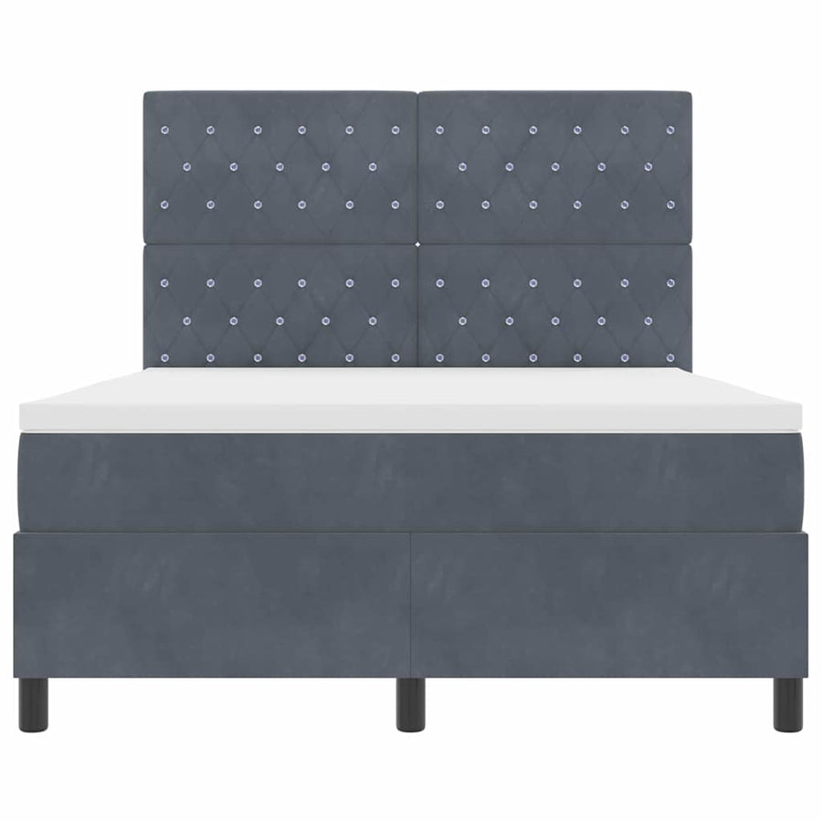 Boxspringbed met matras Donkergrijs 140 x 200 cm Fluweel