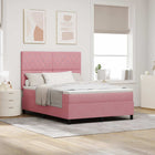 Boxspringbed 140x200 cm roze fluweel inclusief matras
