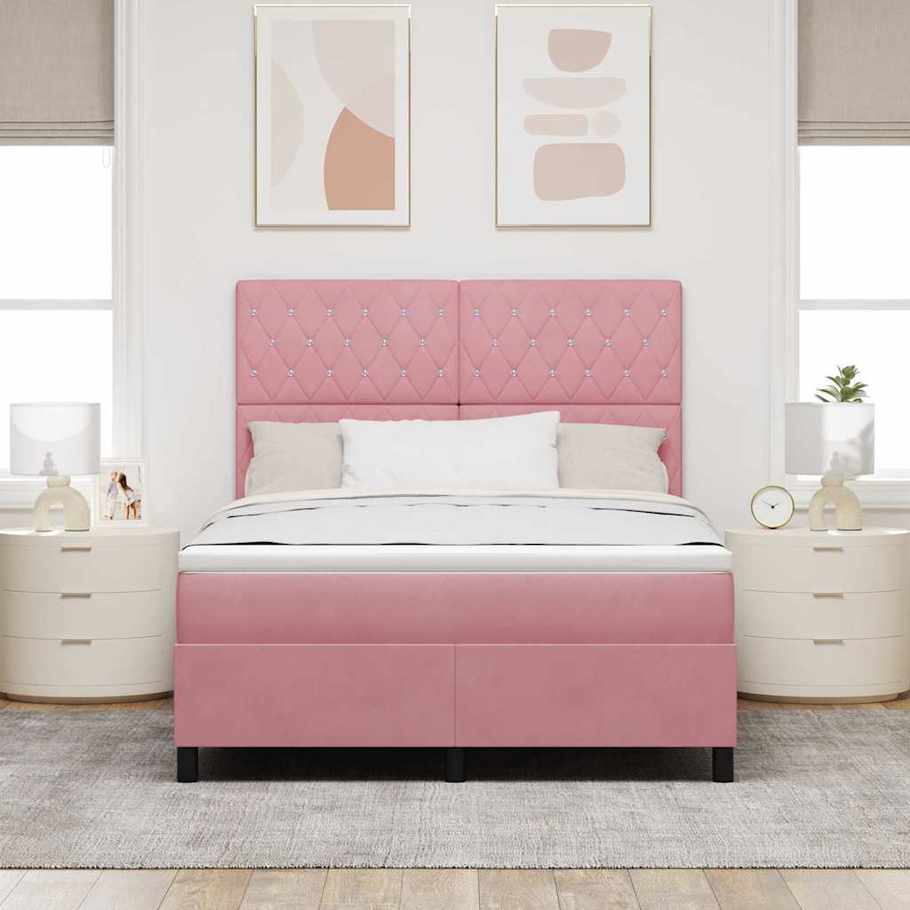 Boxspringbed met matras Roze 140 x 200 cm Fluweel