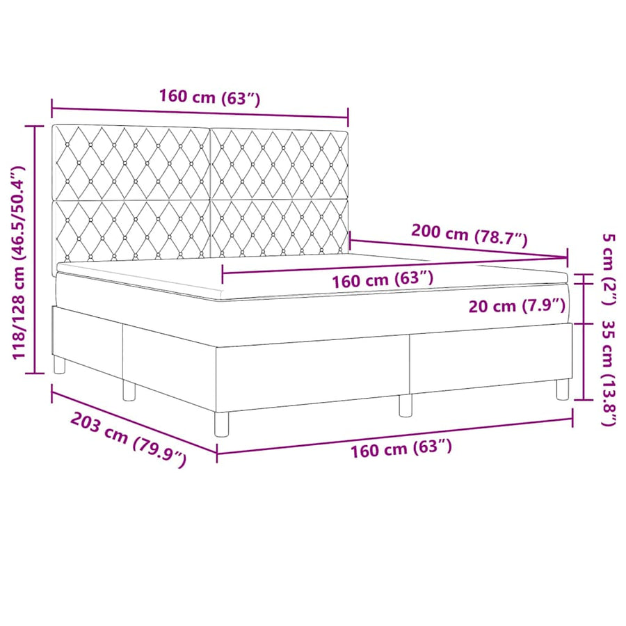 Boxspringbed met matras Donkerblauw 160 x 200 cm Fluweel