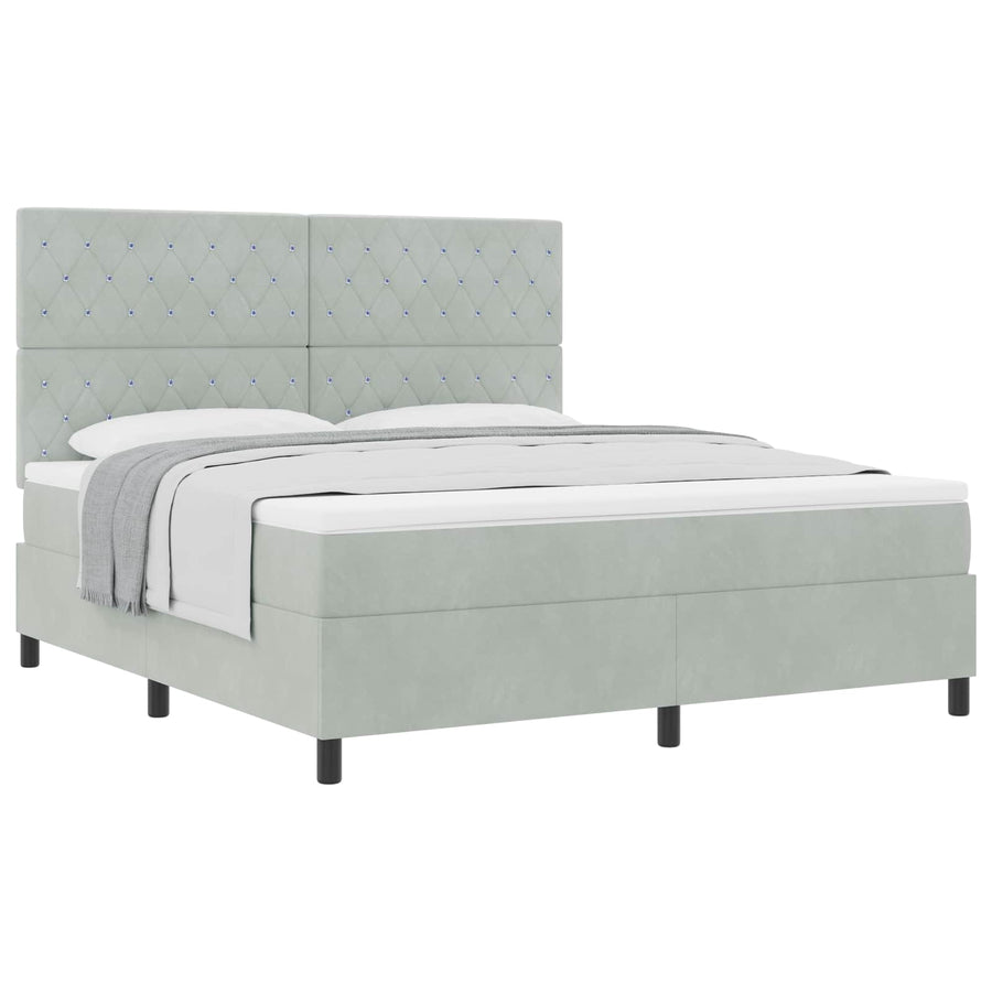 Boxspringbed met matras Lichtgrijs 180 x 200 cm Fluweel