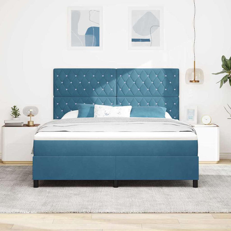 Boxspring bed met matras Donkerblauw 180 x 200 cm Fluweel