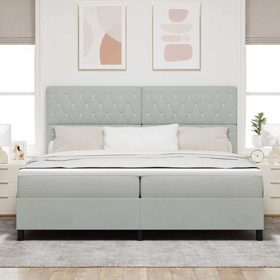 Boxspringbed met matras Lichtgrijs 200 x 200 cm Stof