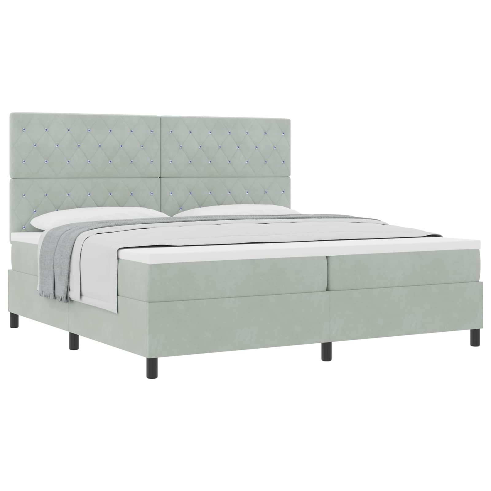 Boxspringbed met matras Lichtgrijs 200 x 200 cm Stof