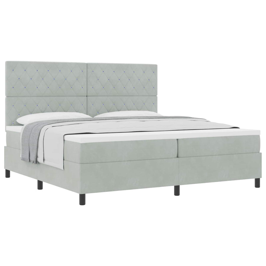Boxspringbed met matras Lichtgrijs 200 x 200 cm Stof