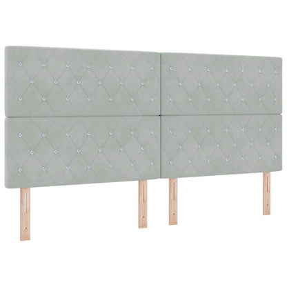 Boxspringbed met matras Lichtgrijs 200 x 200 cm Stof
