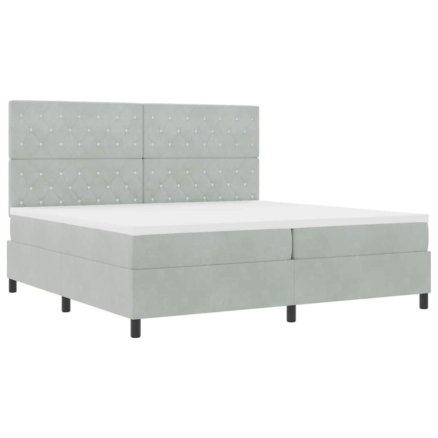 Boxspringbed met matras Lichtgrijs 200 x 200 cm Stof