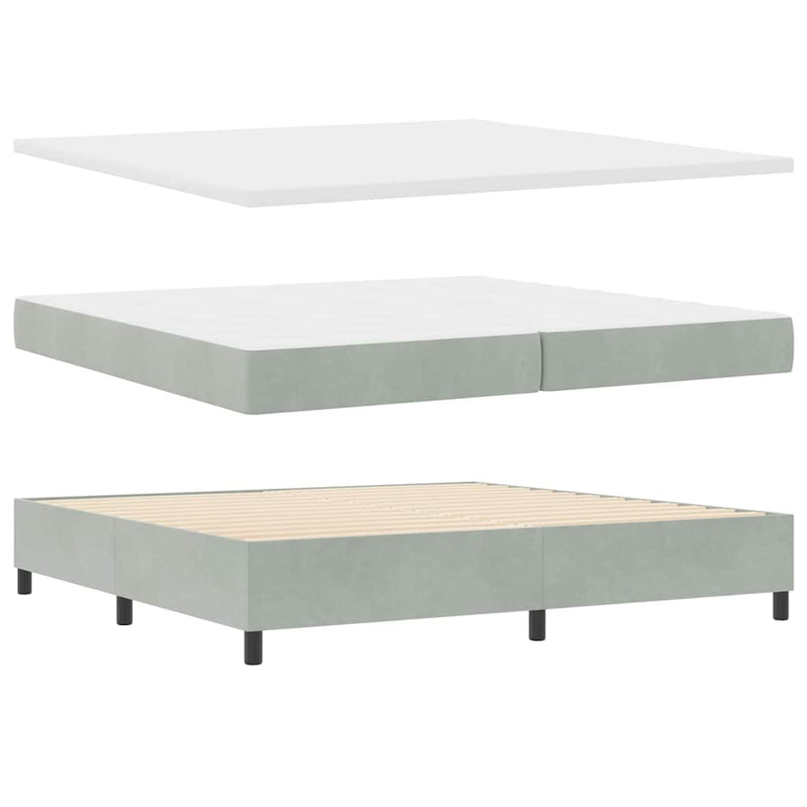 Boxspringbed met matras Lichtgrijs 200 x 200 cm Stof