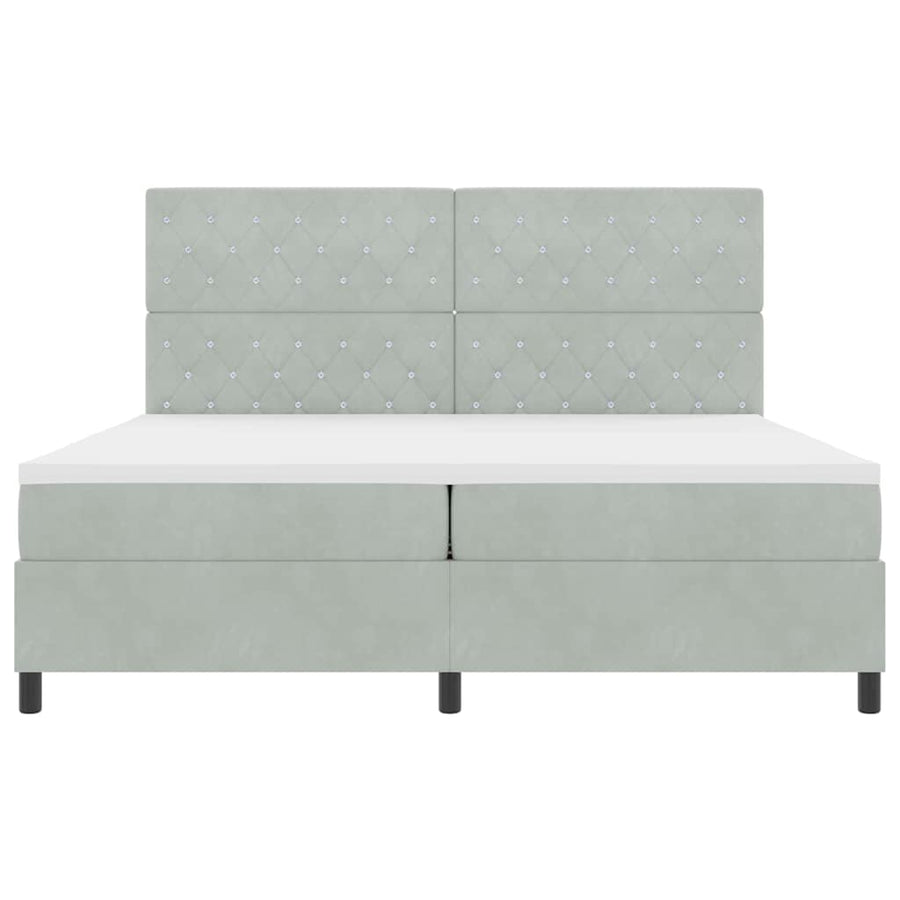Boxspringbed met matras Lichtgrijs 200 x 200 cm Stof