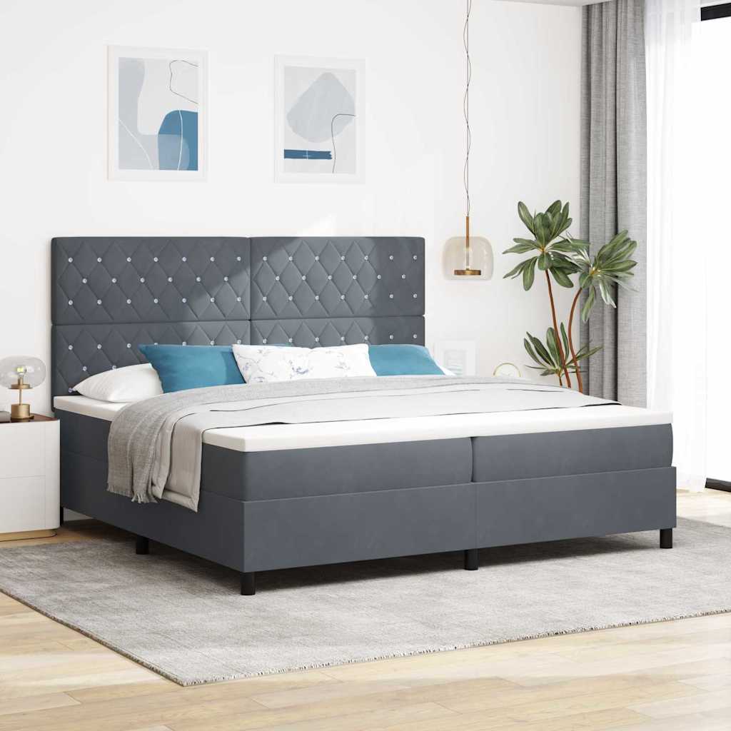 Boxspringbed met matras Donkergrijs 200 x 200 cm Stof