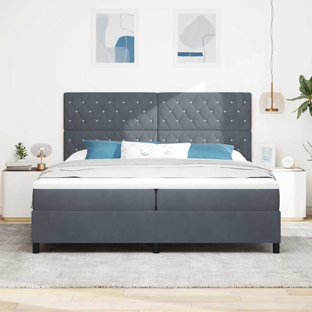 Boxspringbed met matras Donkergrijs 200 x 200 cm Stof