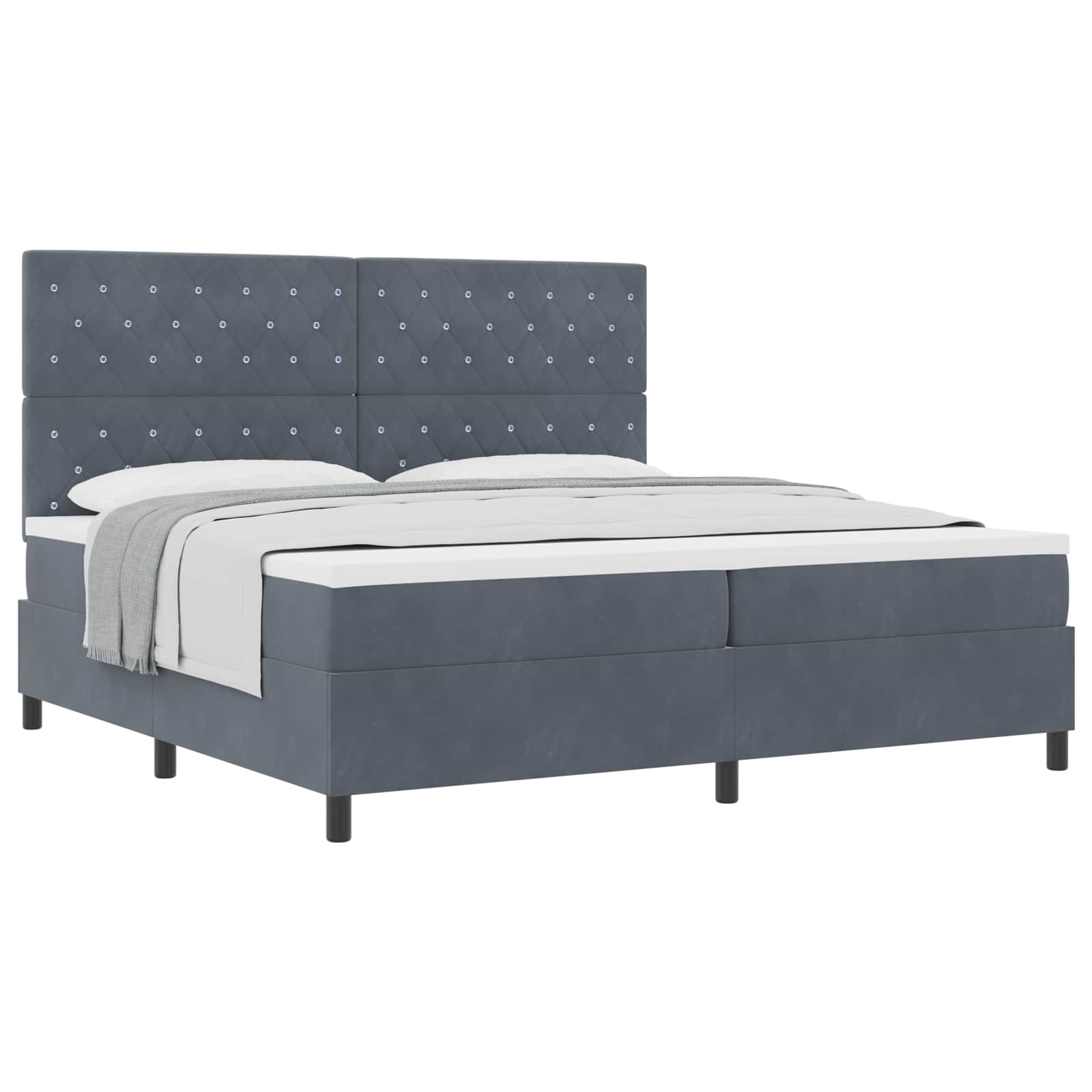 Boxspringbed met matras Donkergrijs 200 x 200 cm Stof